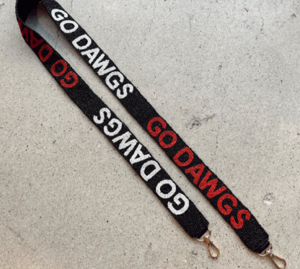 Go Dawgs Red and White Beaded Purse Strap
