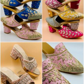Bridal Mules, Zari work clog for women, Handmade Bridal Mules, Indian ethnic footwears, Weeding Shoes for women, Bridesmaid footwears