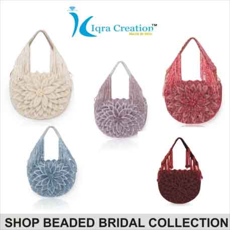 Iqra Creation Beaded Bridal Purse for Women